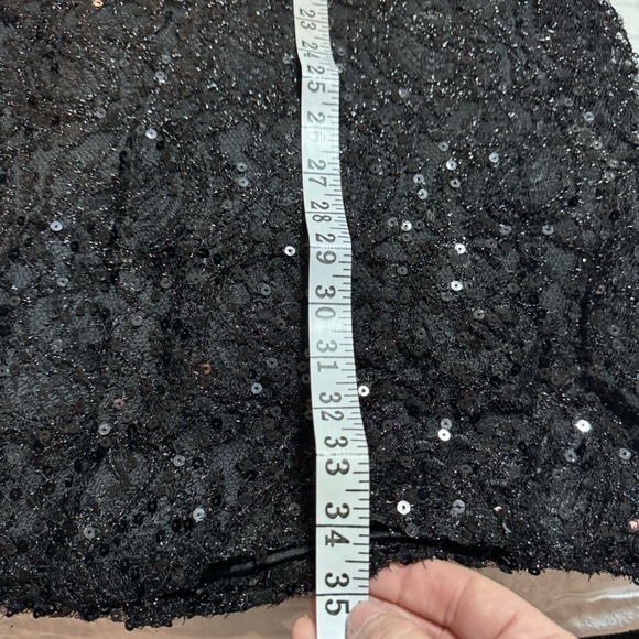 NWT Black Lace & Sequins Mock Neck Mini Dress - Picture 7 of 8